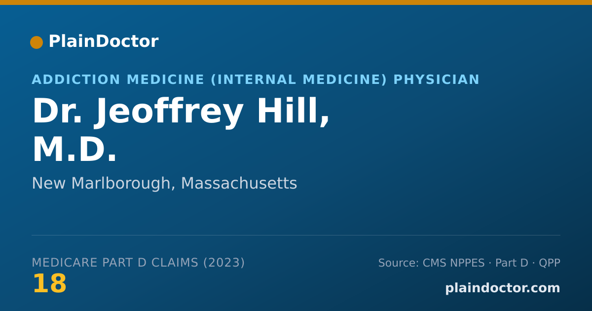 Shareable card for Jeoffrey Hill, M.D. - Addiction Medicine (Internal Medicine) Physician, New Marlborough, MA