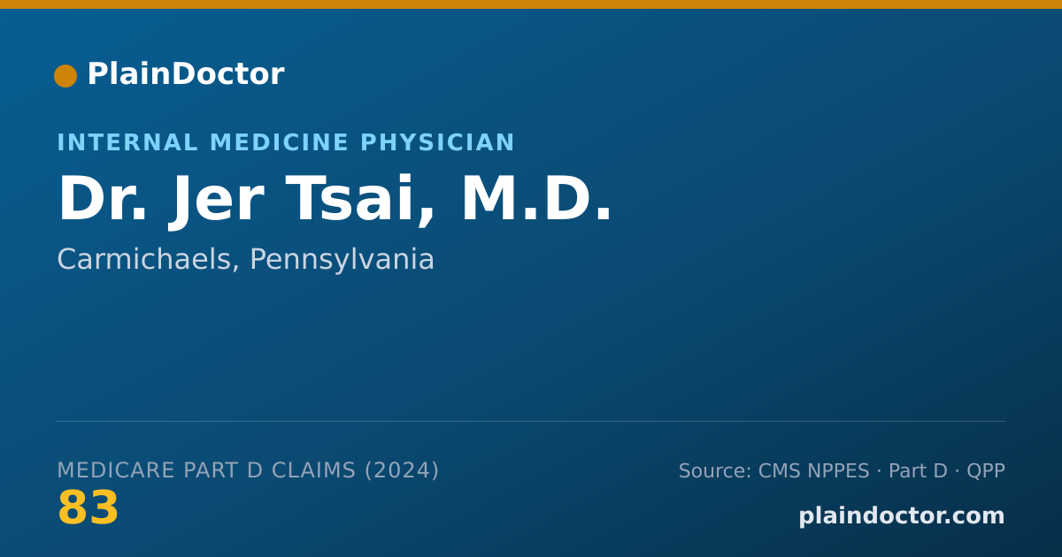 Shareable card for Jer Tsai, M.D. - Internal Medicine Physician, Carmichaels, PA