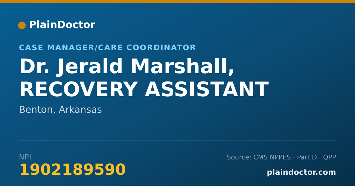 Shareable card for Jerald Marshall, RECOVERY ASSISTANT - Case Manager/Care Coordinator, Benton, AR