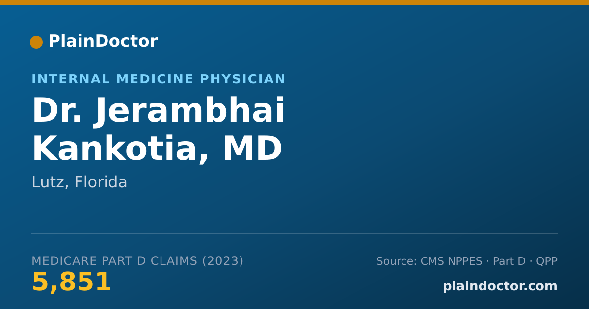 Shareable card for Jerambhai Kankotia, MD - Internal Medicine Physician, Lutz, FL