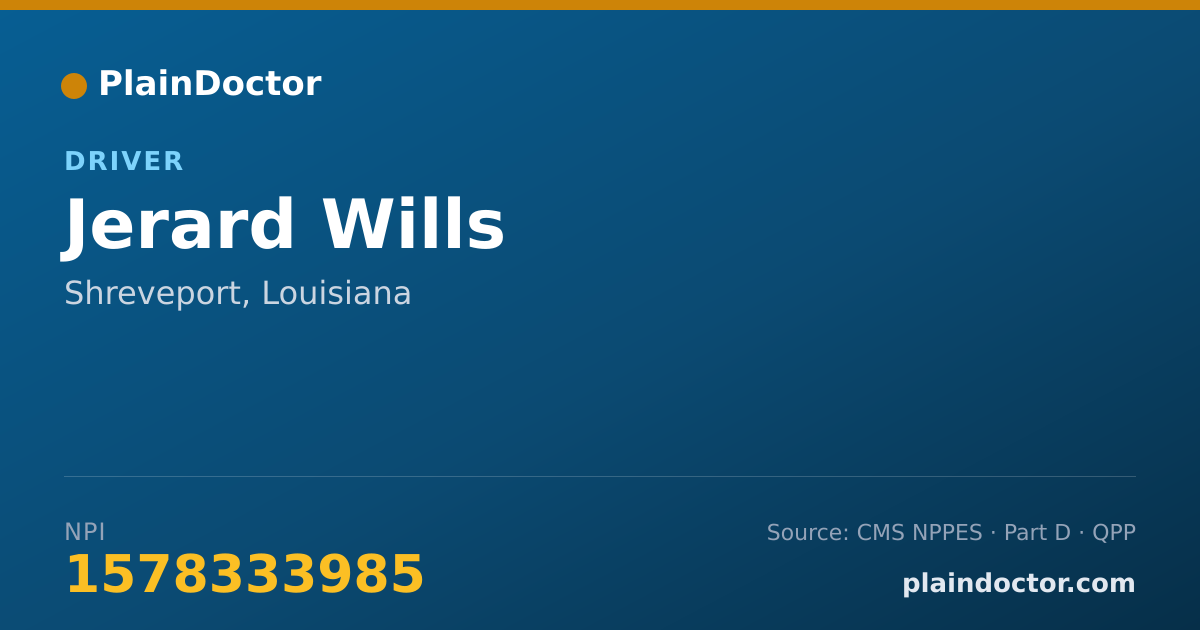 Shareable card for Jerard Wills - Driver, Shreveport, LA