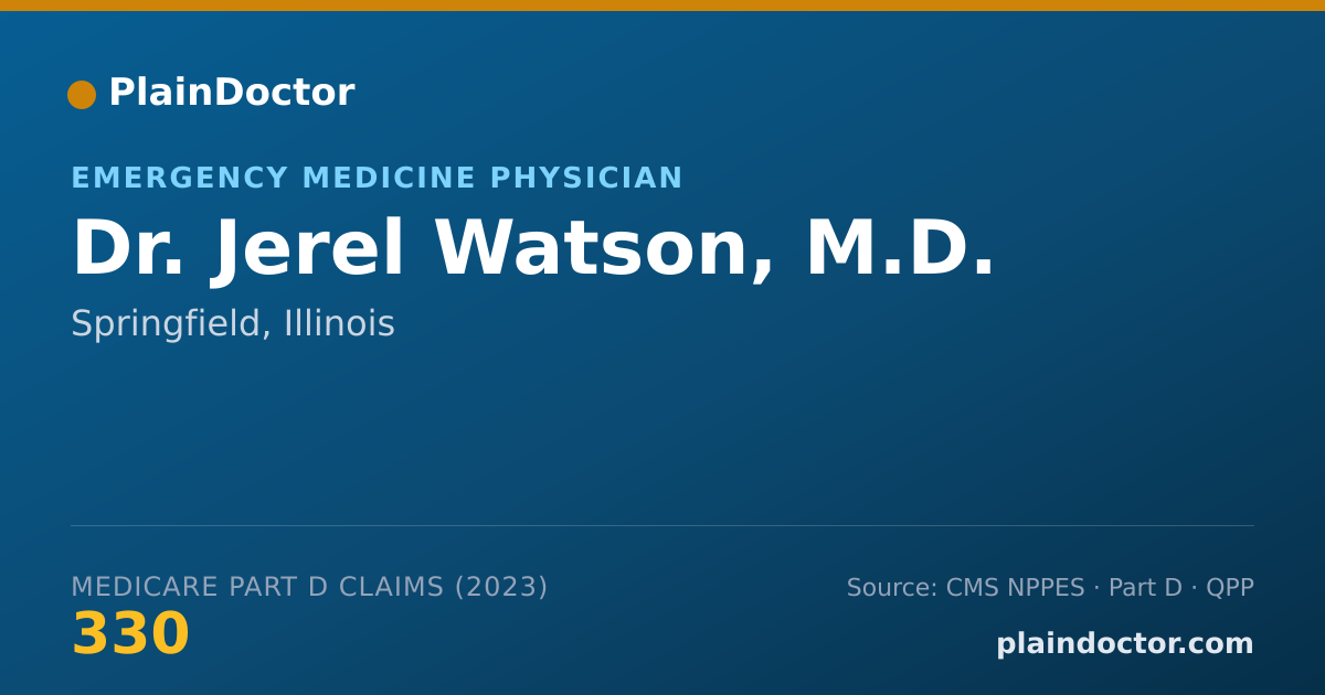 Shareable card for Jerel Watson, M.D. - Emergency Medicine Physician, Springfield, IL