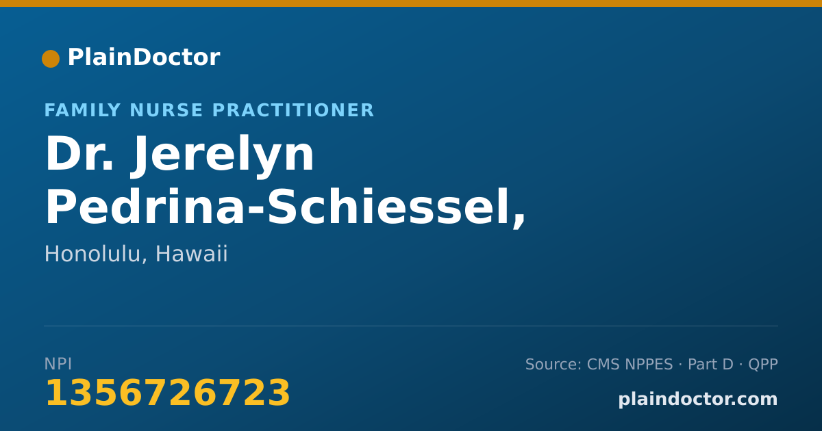 Shareable card for Jerelyn Pedrina-Schiessel, MSN, FNP-BC - Family Nurse Practitioner, Honolulu, HI