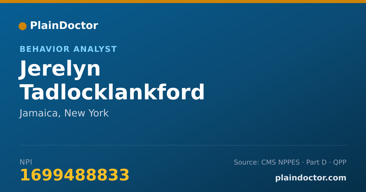 Shareable card for Jerelyn Tadlocklankford - Behavior Analyst, Jamaica, NY