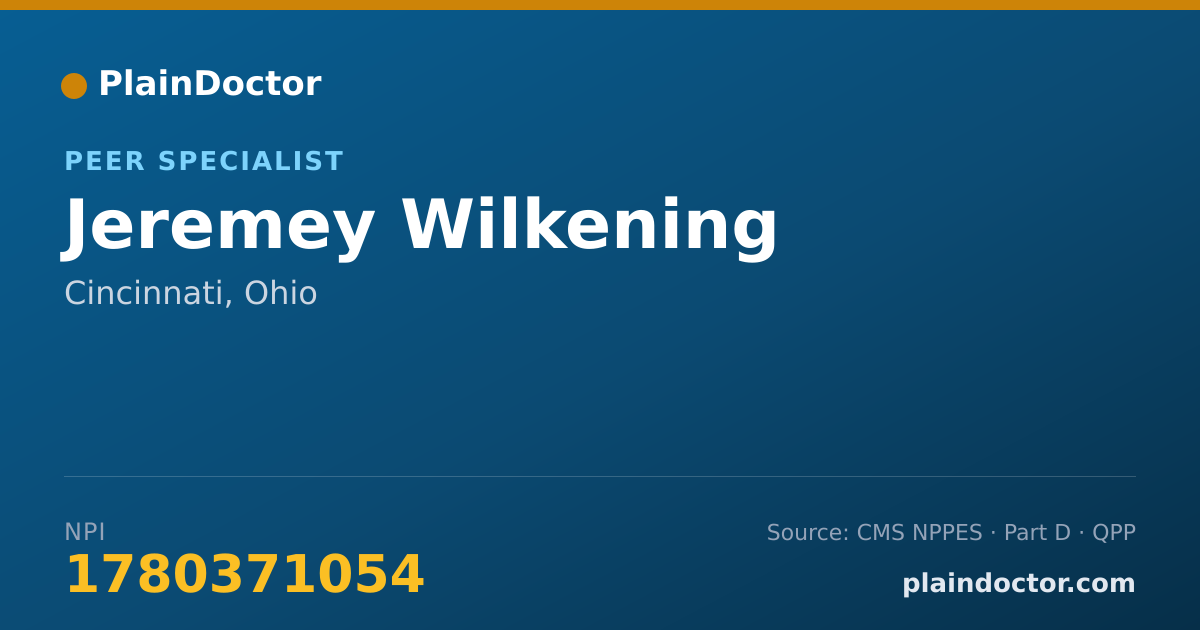 Shareable card for Jeremey Wilkening - Peer Specialist, Cincinnati, OH