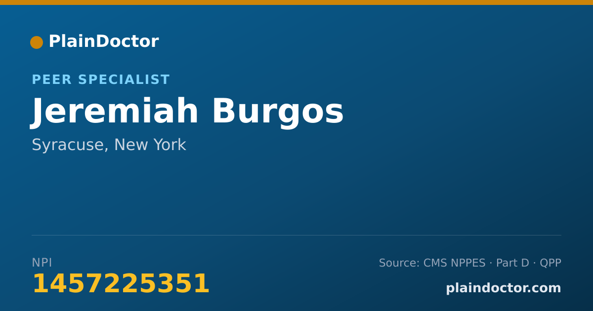 Shareable card for Jeremiah Burgos - Peer Specialist, Syracuse, NY