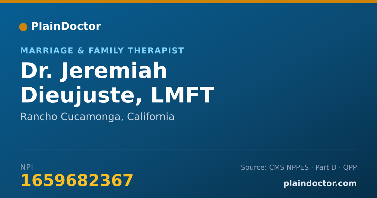Shareable card for Jeremiah Dieujuste, LMFT - Marriage & Family Therapist, Rancho Cucamonga, CA