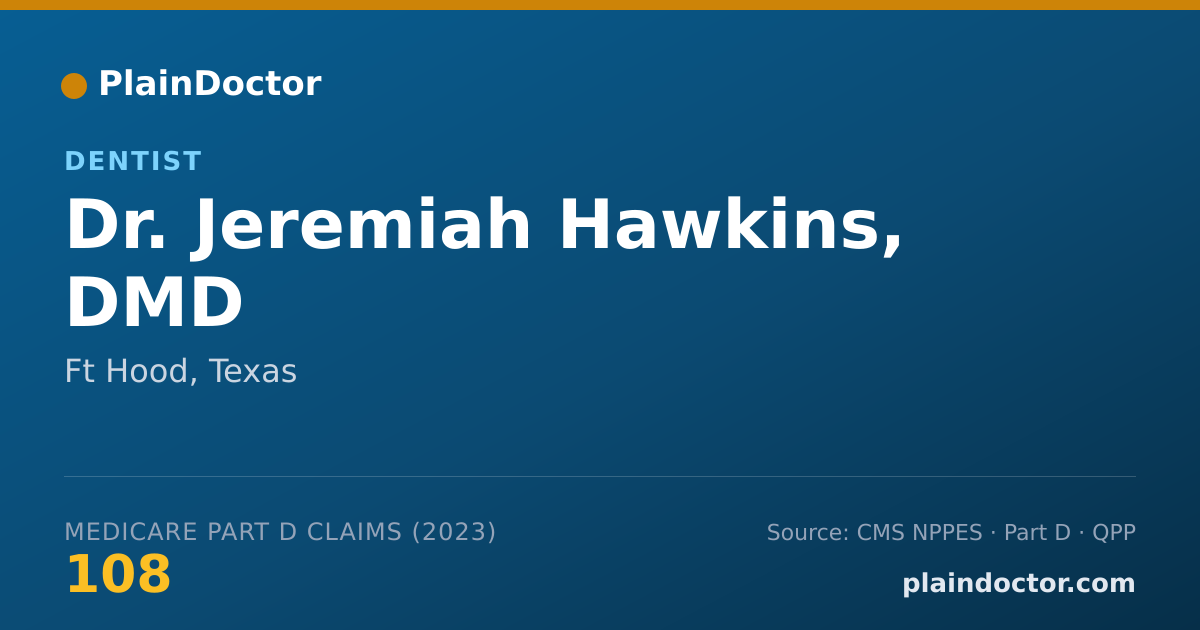 Shareable card for Jeremiah Hawkins, DMD - Dentist, Ft Hood, TX