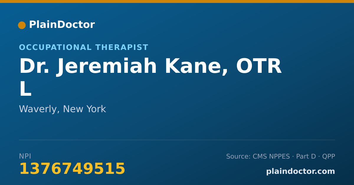 Shareable card for Jeremiah Kane, OTR L - Occupational Therapist, Waverly, NY
