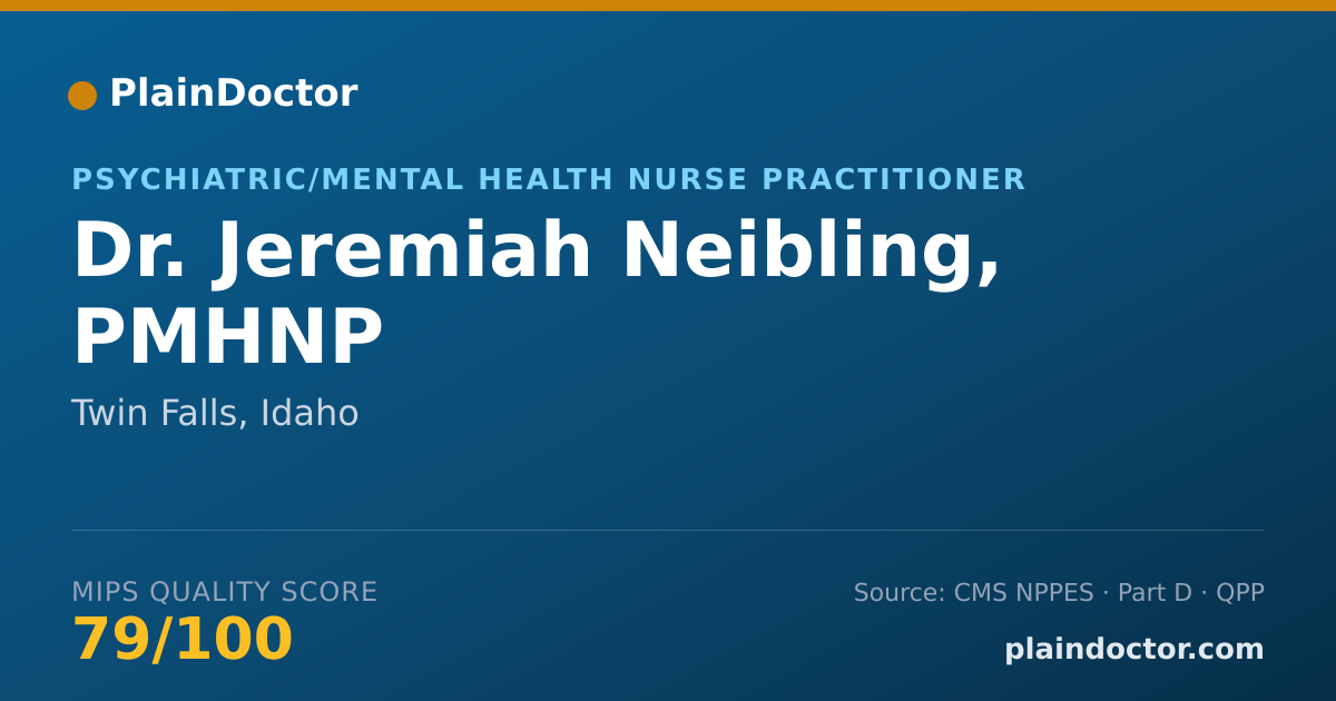 Shareable card for Jeremiah Neibling, PMHNP - Psychiatric/Mental Health Nurse Practitioner, Twin Falls, ID