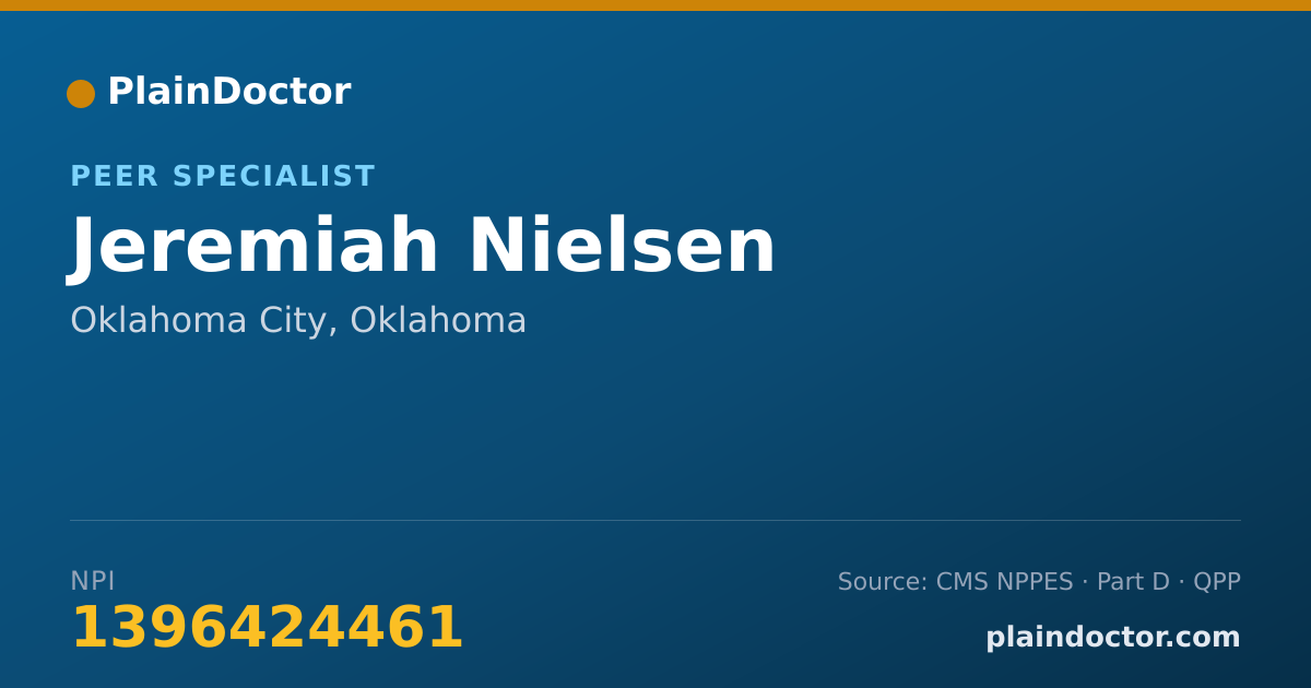 Shareable card for Jeremiah Nielsen - Peer Specialist, Oklahoma City, OK