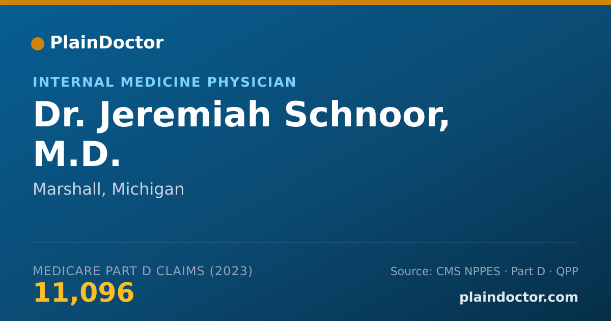 Shareable card for Jeremiah Schnoor, M.D. - Internal Medicine Physician, Marshall, MI