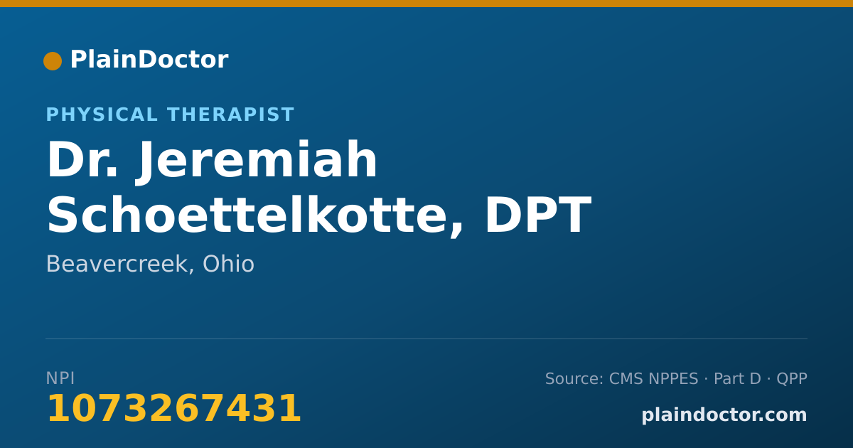Shareable card for Jeremiah Schoettelkotte, DPT - Physical Therapist, Beavercreek, OH