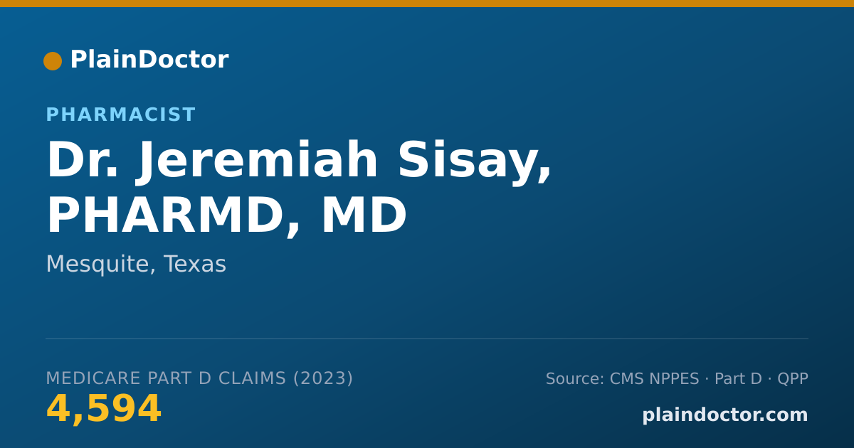 Shareable card for Jeremiah Sisay, PHARMD, MD - Pharmacist, Mesquite, TX