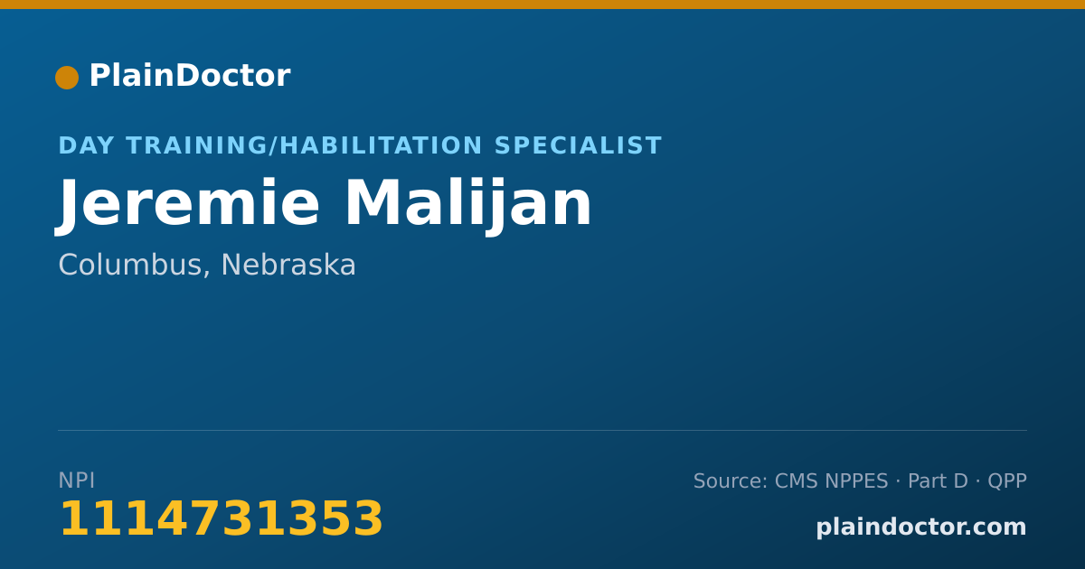 Shareable card for Jeremie Malijan - Day Training/Habilitation Specialist, Columbus, NE