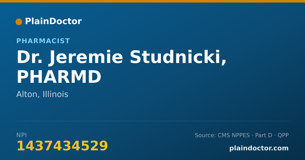 Shareable card for Jeremie Studnicki, PHARMD - Pharmacist, Alton, IL