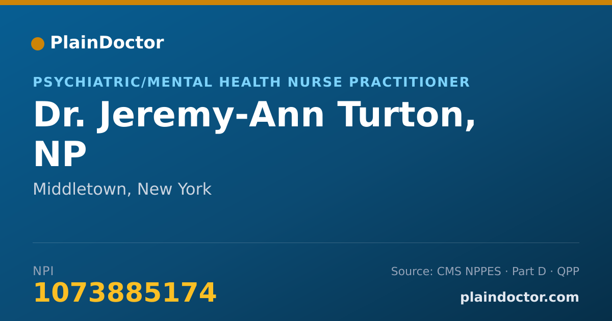 Shareable card for Jeremy-Ann Turton, NP - Psychiatric/Mental Health Nurse Practitioner, Middletown, NY
