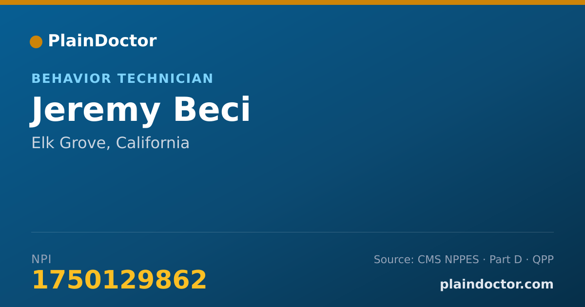 Shareable card for Jeremy Beci - Behavior Technician, Elk Grove, CA