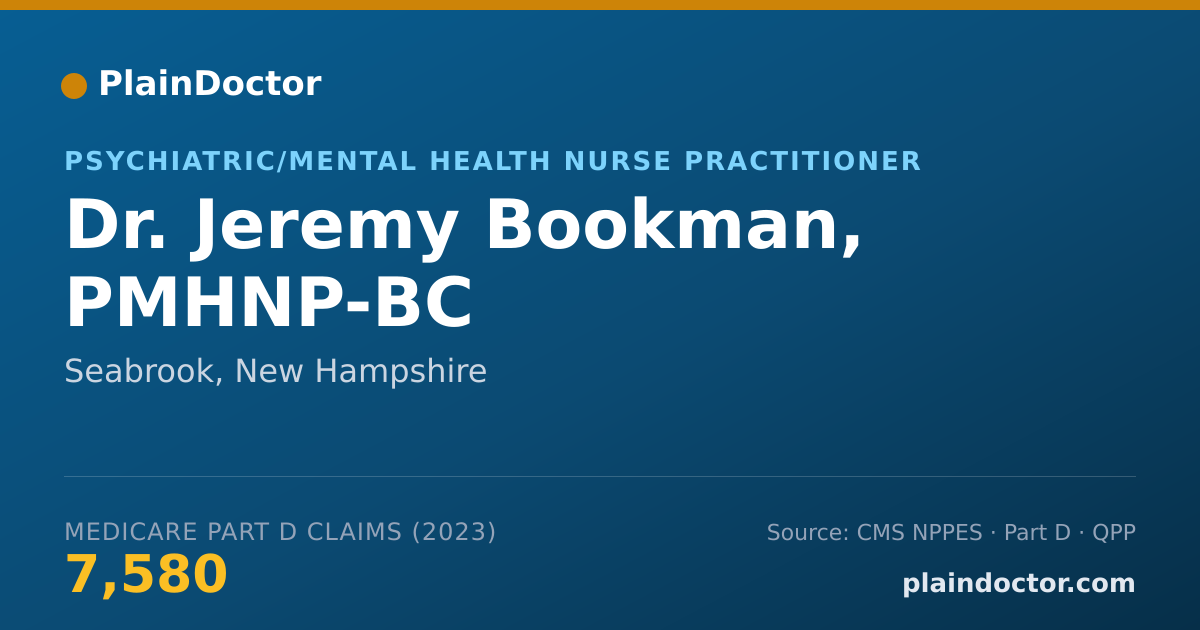 Shareable card for Jeremy Bookman, PMHNP-BC - Psychiatric/Mental Health Nurse Practitioner, Seabrook, NH