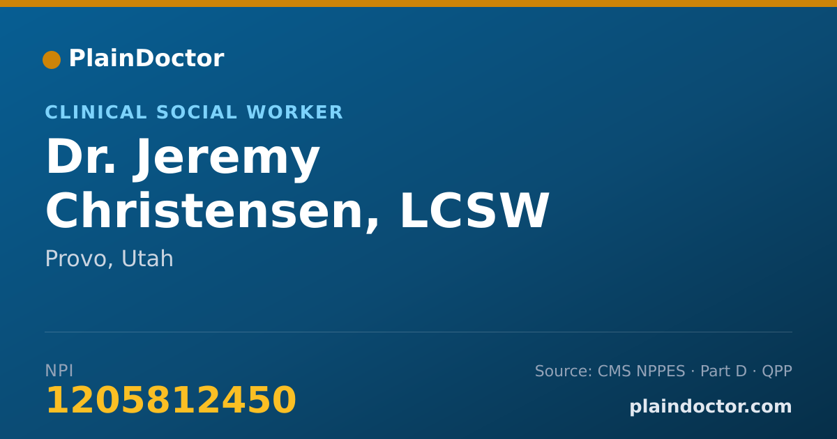 Shareable card for Jeremy Christensen, LCSW - Clinical Social Worker, Provo, UT