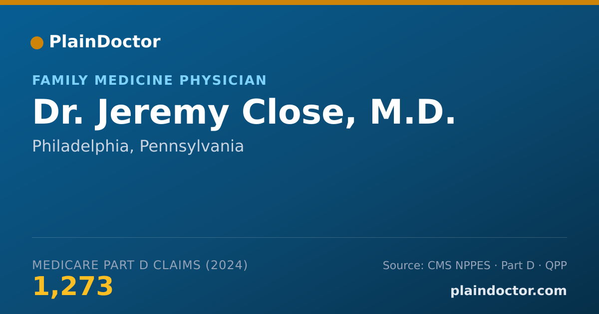 Shareable card for Jeremy Close, M.D. - Family Medicine Physician, Philadelphia, PA