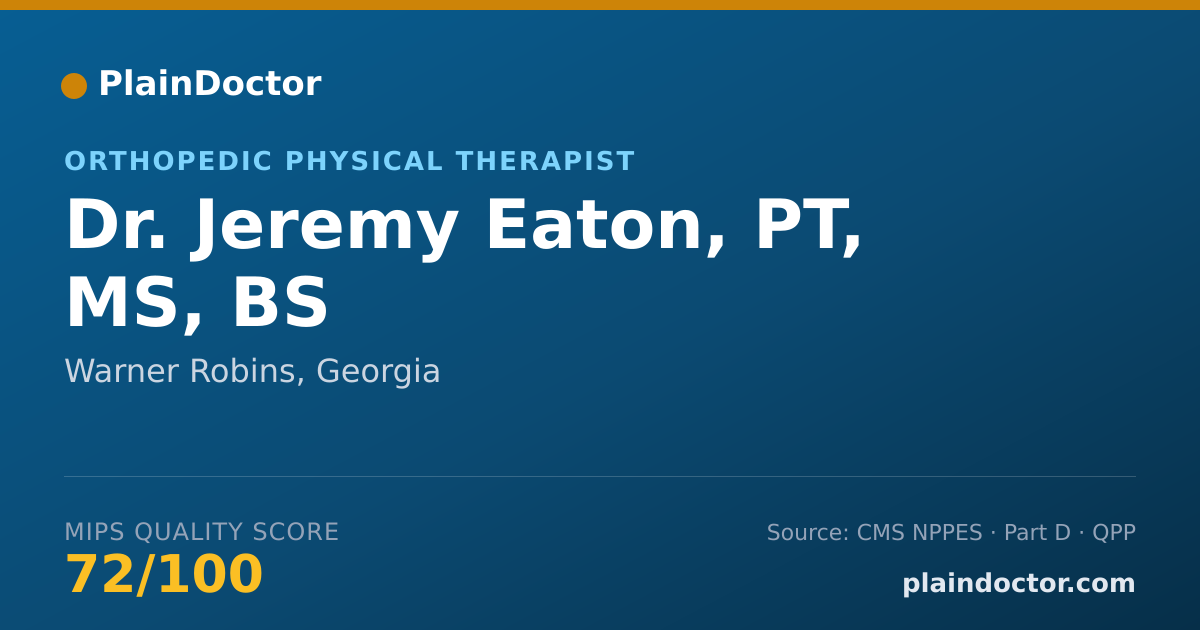 Shareable card for Jeremy Eaton, PT, MS, BS - Orthopedic Physical Therapist, Warner Robins, GA