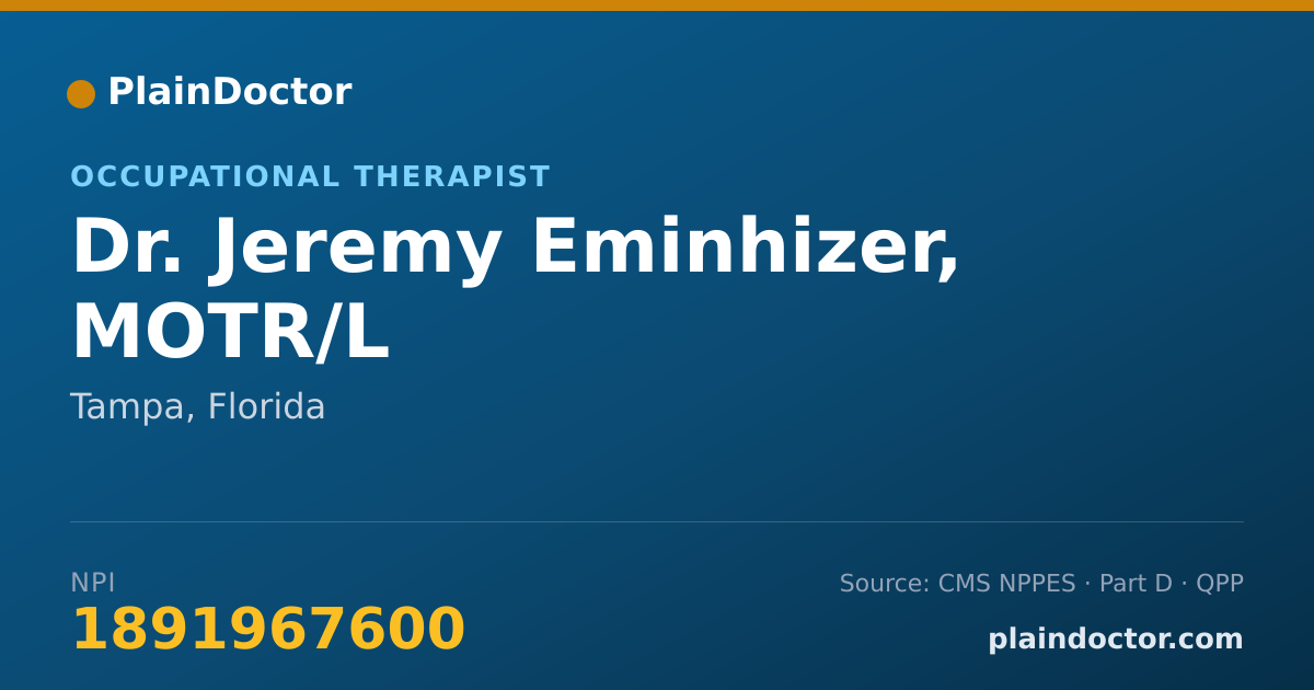 Shareable card for Jeremy Eminhizer, MOTR/L - Occupational Therapist, Tampa, FL