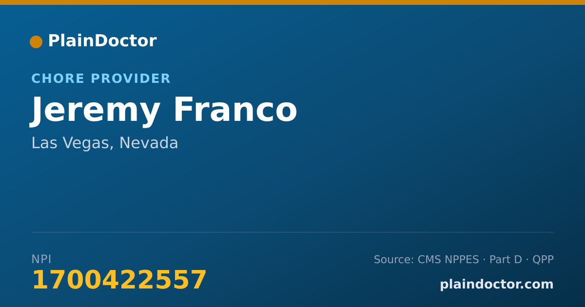 Shareable card for Jeremy Franco - Chore Provider, Las Vegas, NV