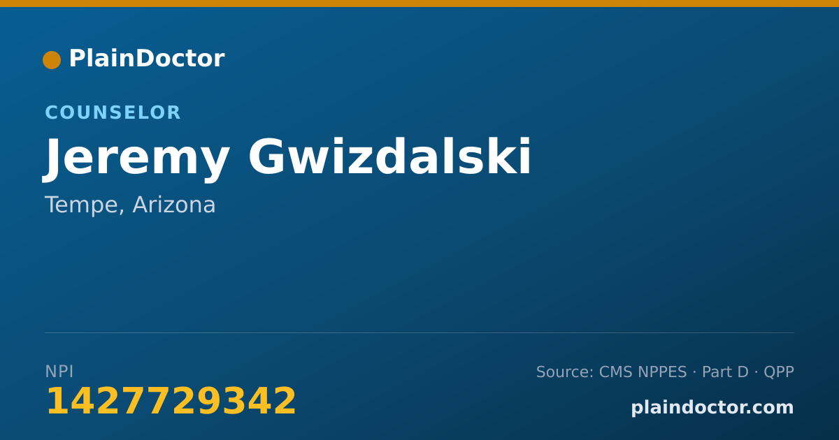 Shareable card for Jeremy Gwizdalski - Counselor, Tempe, AZ
