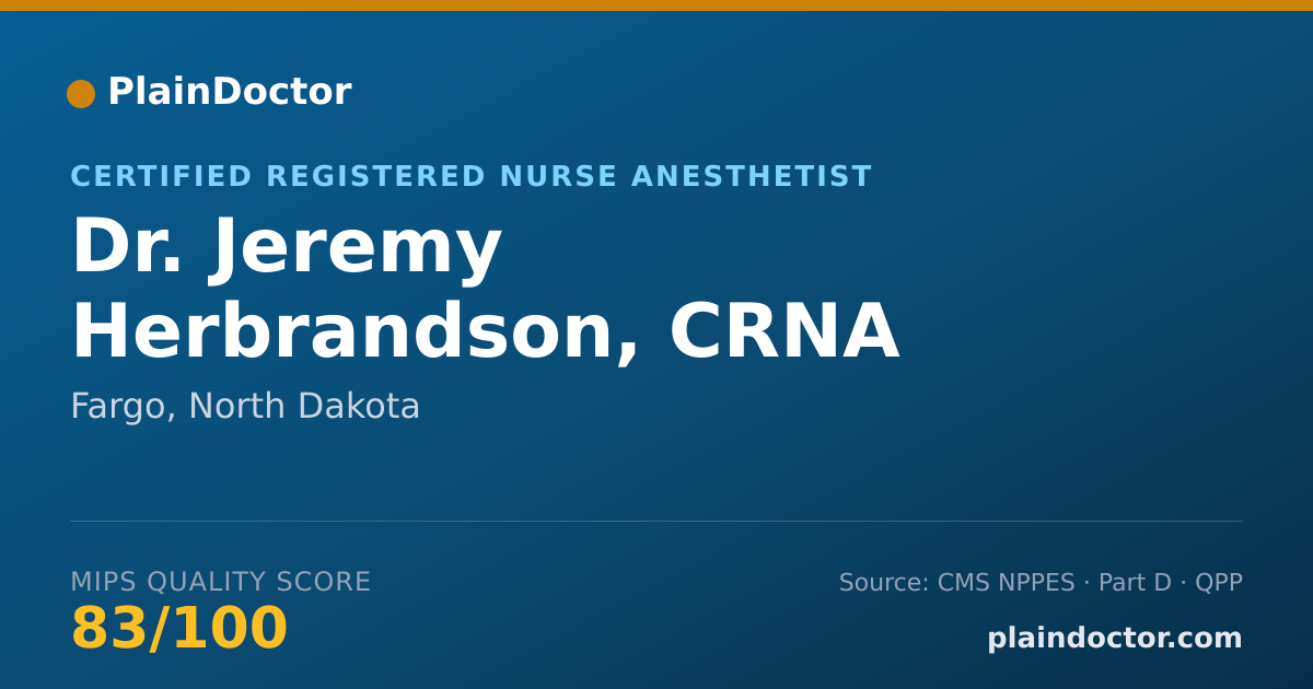 Shareable card for Jeremy Herbrandson, CRNA - Certified Registered Nurse Anesthetist, Fargo, ND