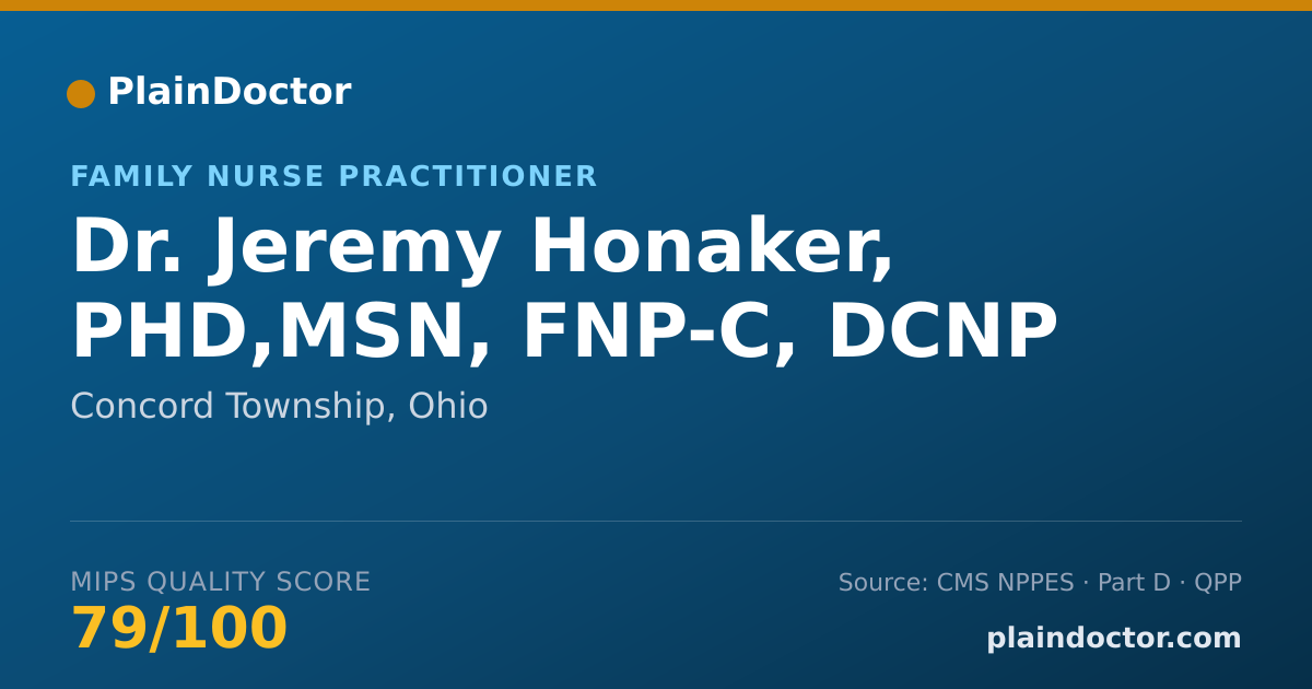 Shareable card for Jeremy Honaker, PHD,MSN, FNP-C, DCNP - Family Nurse Practitioner, Concord Township, OH
