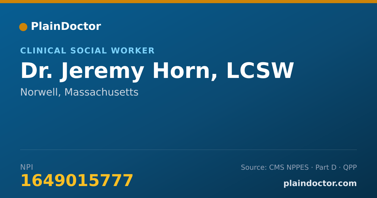 Shareable card for Jeremy Horn, LCSW - Clinical Social Worker, Norwell, MA