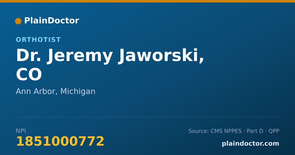 Shareable card for Jeremy Jaworski, CO - Orthotist, Ann Arbor, MI