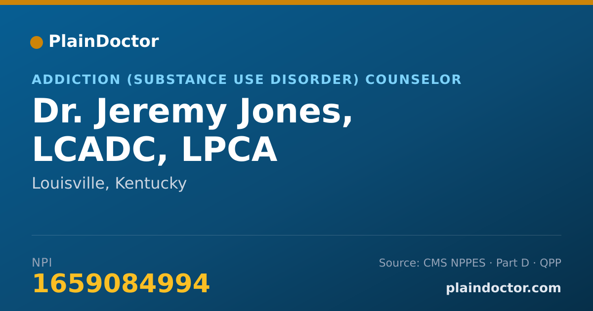 Shareable card for Jeremy Jones, LCADC, LPCA - Addiction (Substance Use Disorder) Counselor, Louisville, KY