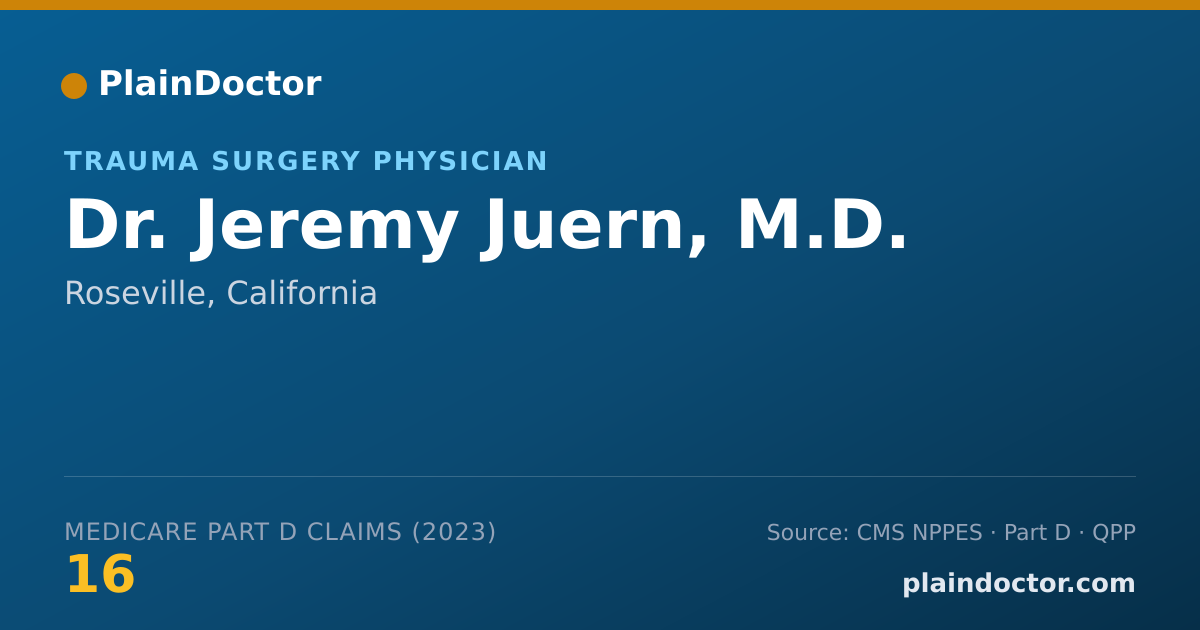 Shareable card for Jeremy Juern, M.D. - Trauma Surgery Physician, Roseville, CA