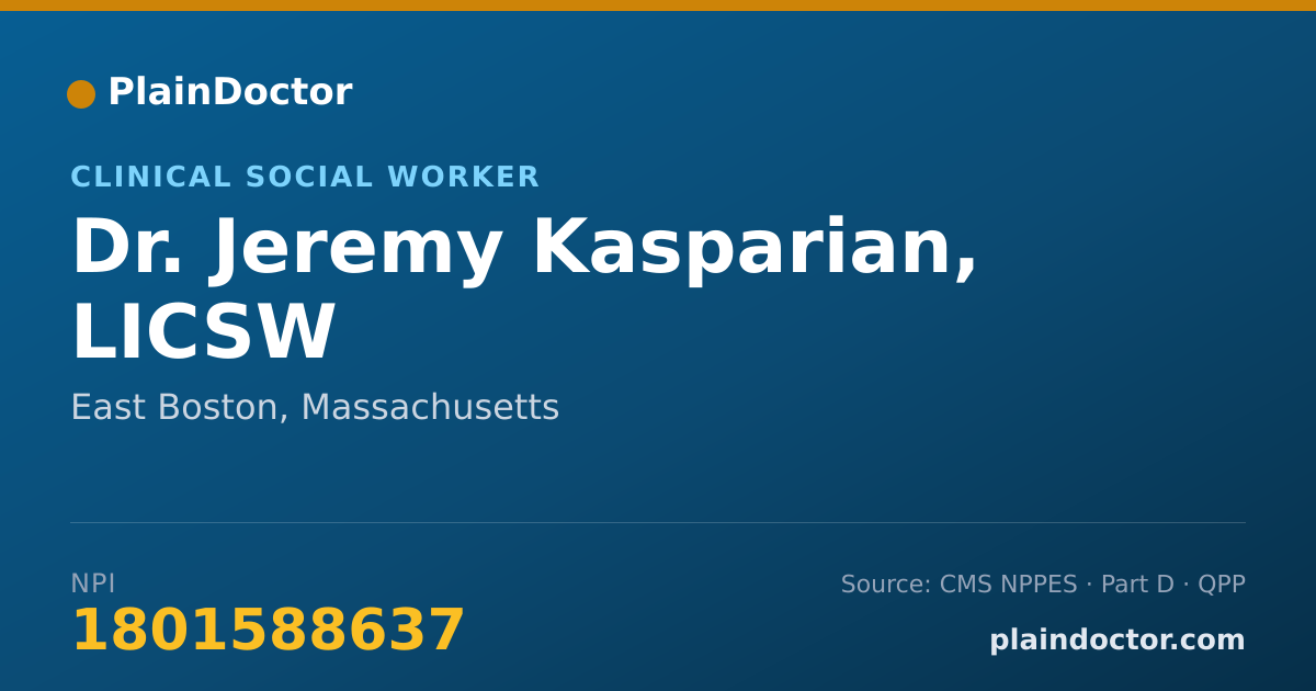 Shareable card for Jeremy Kasparian, LICSW - Clinical Social Worker, East Boston, MA