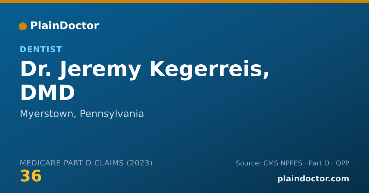 Shareable card for Jeremy Kegerreis, DMD - Dentist, Myerstown, PA
