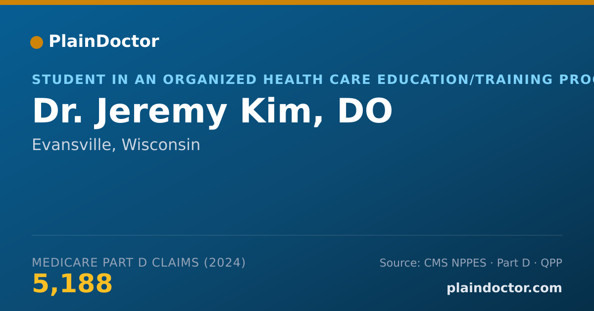 Shareable card for Jeremy Kim, DO - Student in an Organized Health Care Education/Training Program, Evansville, WI