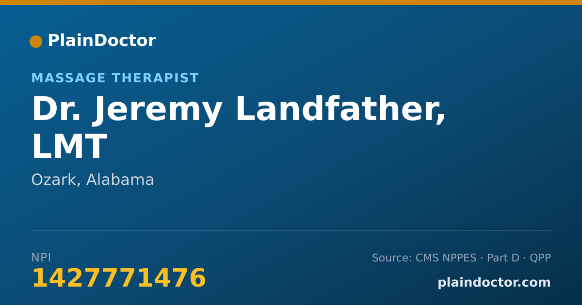 Shareable card for Jeremy Landfather, LMT - Massage Therapist, Ozark, AL