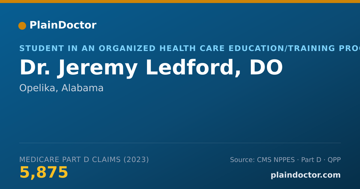 Shareable card for Jeremy Ledford, DO - Student in an Organized Health Care Education/Training Program, Opelika, AL