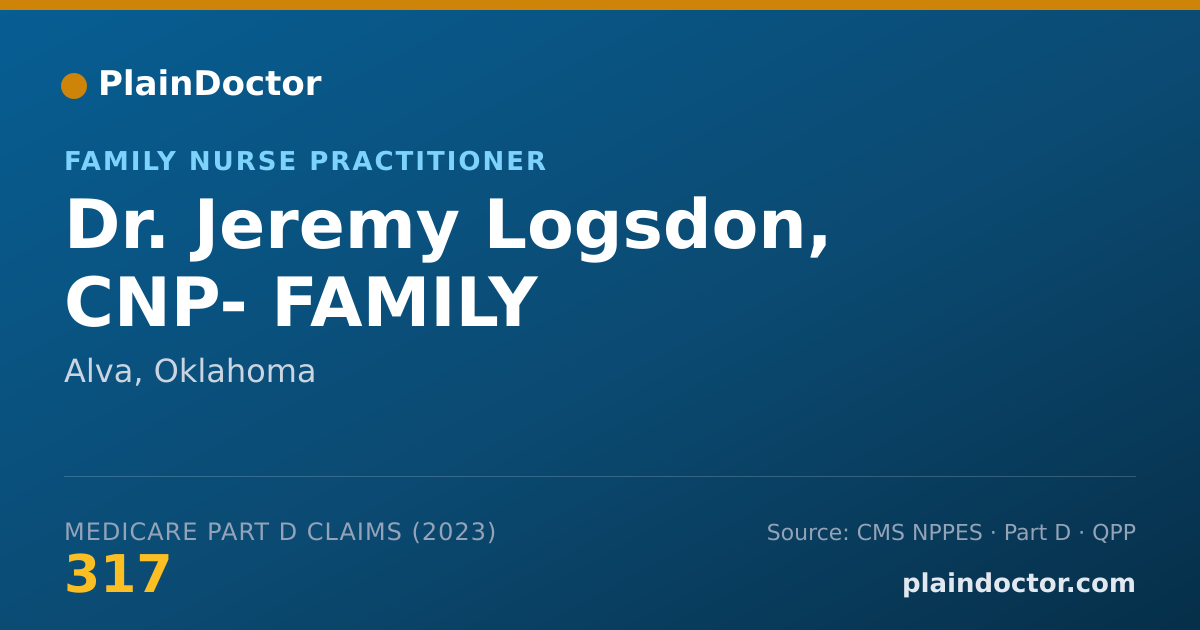 Shareable card for Jeremy Logsdon, CNP- FAMILY - Family Nurse Practitioner, Alva, OK