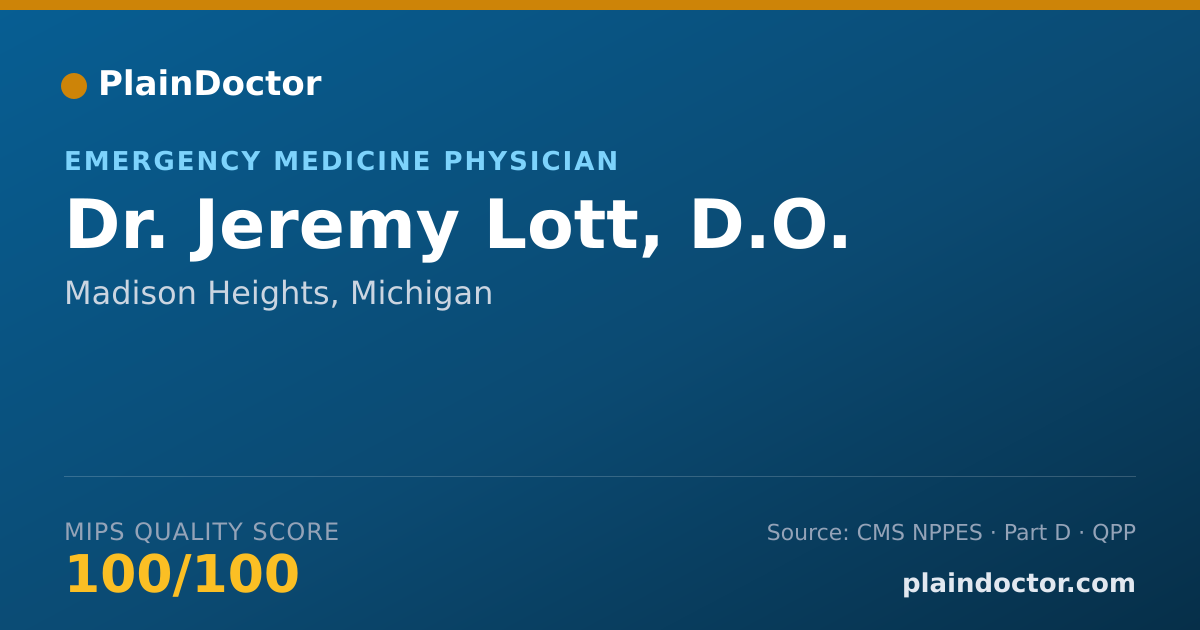 Shareable card for Jeremy Lott, D.O. - Emergency Medicine Physician, Madison Heights, MI