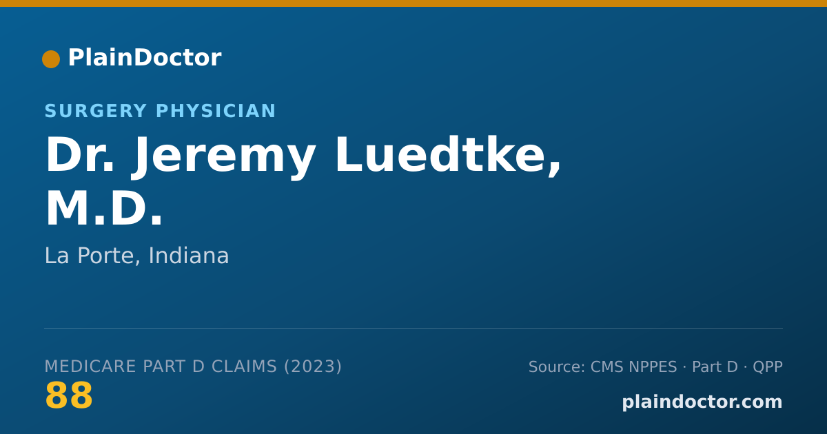 Shareable card for Jeremy Luedtke, M.D. - Surgery Physician, La Porte, IN