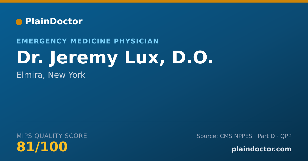 Shareable card for Jeremy Lux, D.O. - Emergency Medicine Physician, Elmira, NY