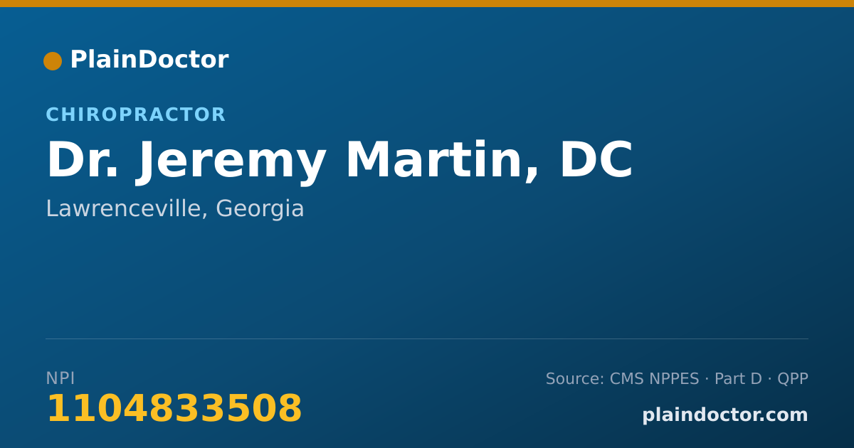 Shareable card for Jeremy Martin, DC - Chiropractor, Lawrenceville, GA