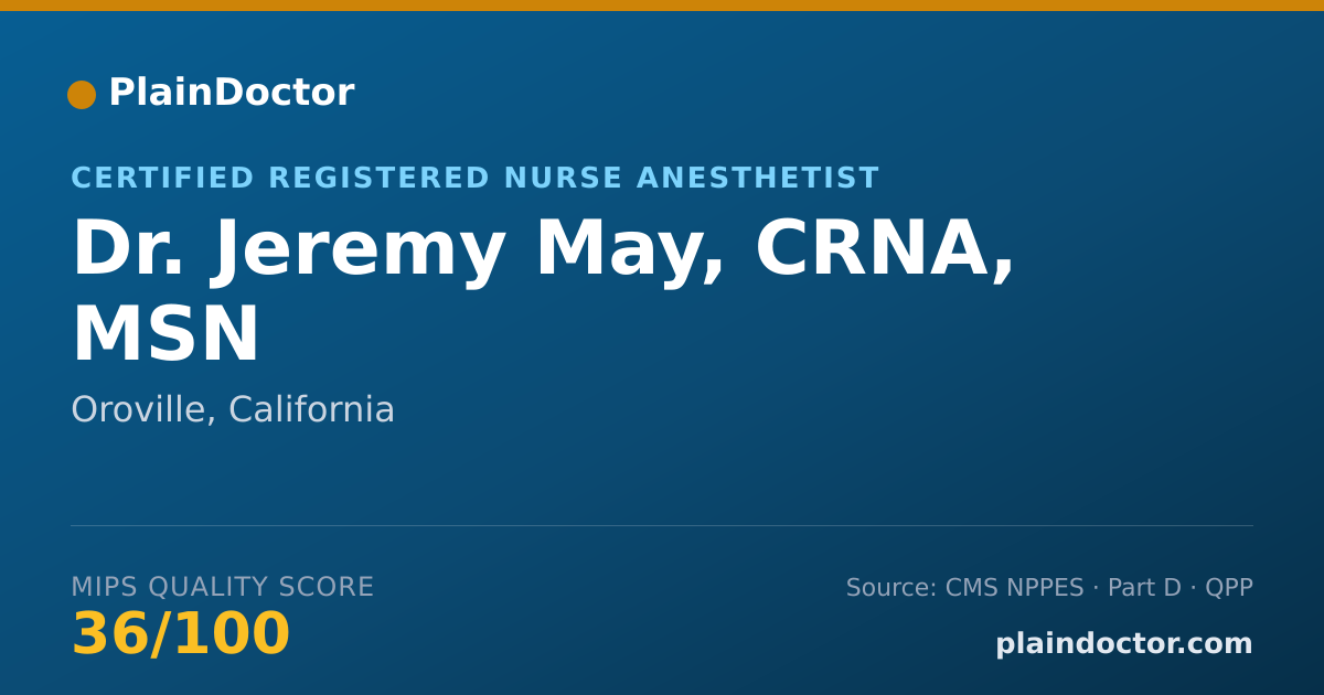 Shareable card for Jeremy May, CRNA, MSN - Certified Registered Nurse Anesthetist, Oroville, CA
