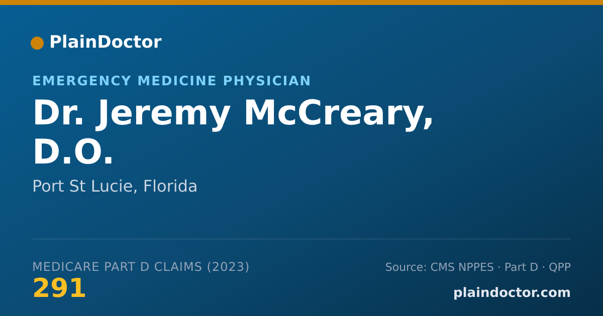 Shareable card for Jeremy McCreary, D.O. - Emergency Medicine Physician, Port St Lucie, FL