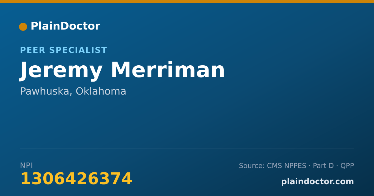 Shareable card for Jeremy Merriman - Peer Specialist, Pawhuska, OK