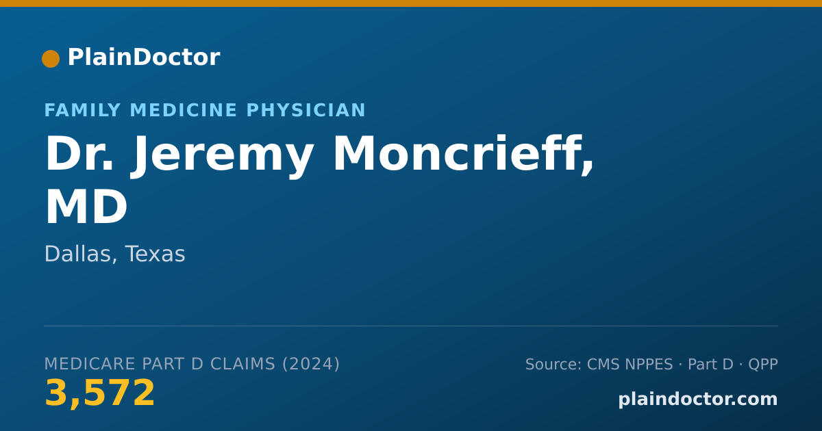Shareable card for Jeremy Moncrieff, MD - Family Medicine Physician, Dallas, TX