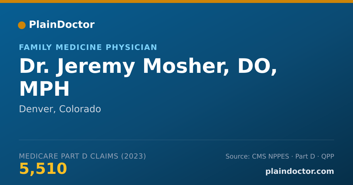 Shareable card for Jeremy Mosher, DO, MPH - Family Medicine Physician, Denver, CO